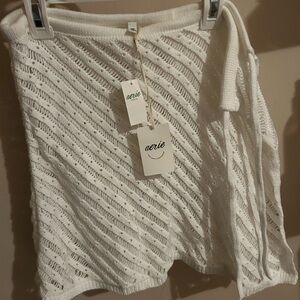 Aerie Cream Textured Knit Skirt